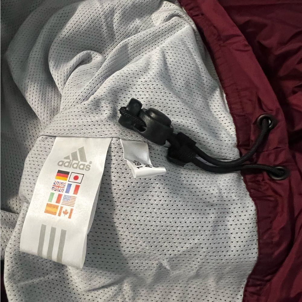 NWT Adidas Windbreaker Full Zip Jacket Vintage Retro Mens Sz 2XL Maroon 3 Stripe - Picture 10 of 14